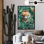 Tiger And Gold Jungle With Sunglasses Wall Art Print, thumbnail 3 of 7