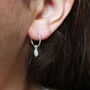 Organic Pearl Hoop Huggie Earrings 9ct Gold Or Silver, thumbnail 3 of 3