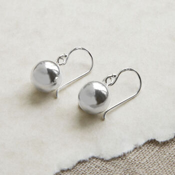 Sterling Silver Dangly Simple Sphere Earrings, 3 of 4