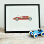 Red Racing Car A4 Print Unframed, thumbnail 1 of 2
