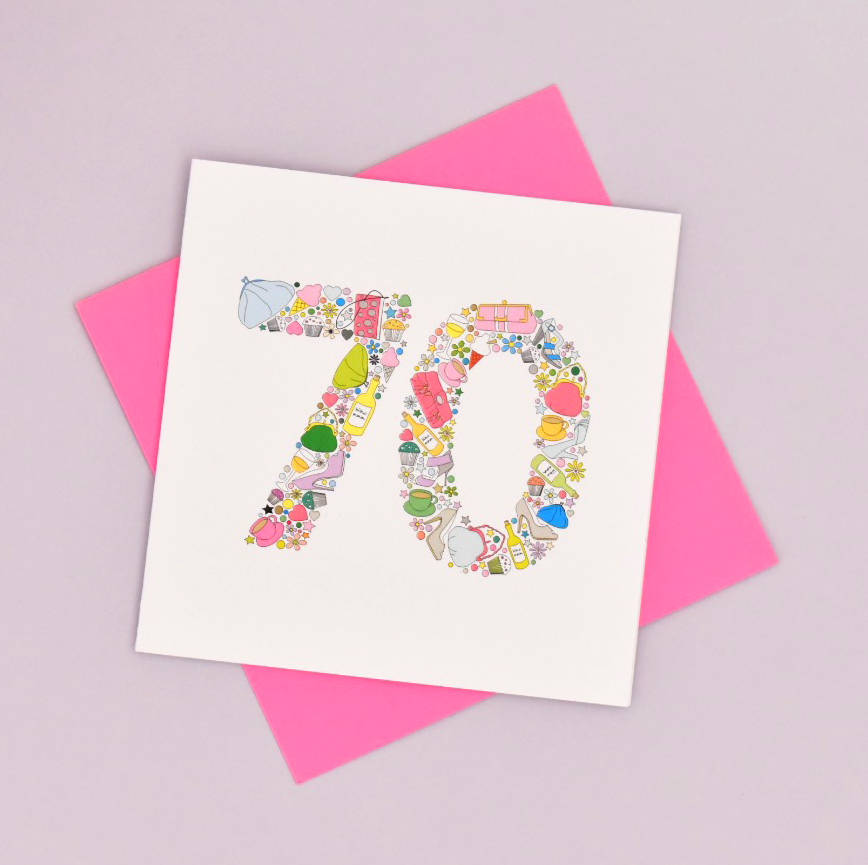 Girlie Things 70th Birthday Card By mrs L cards | notonthehighstreet.com