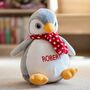 Embroidered Penguin 'Hideaway Pouch' Soft Toy, thumbnail 1 of 6