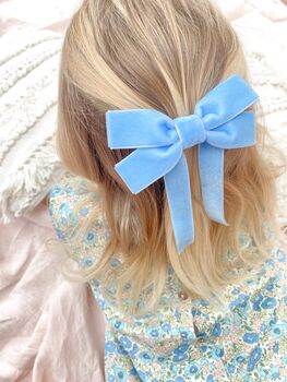 Little Love Petite Fable Velvet Hair Bow/ Cornflower, 4 of 4