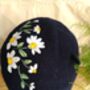 Deluxe Navy Beret Hat With Flower, thumbnail 2 of 4