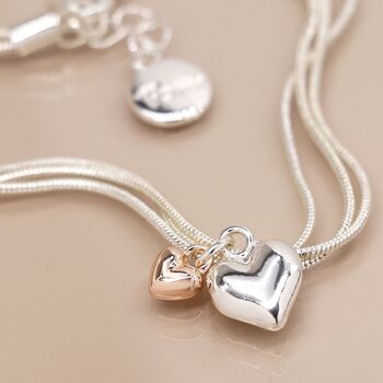 Triple Chain Bracelet With Hearts, 2 of 3