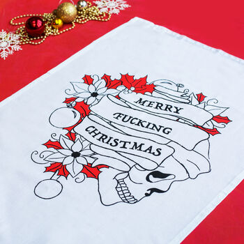 Merry Fucking Christmas Tea Towel Stocking Filler Gift, 4 of 7