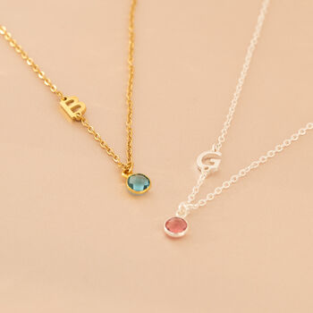 Initial Necklace With Birthstone, 7 of 12