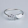 Sterling Silver Bird And Leaf Adjustable Ring, thumbnail 1 of 6