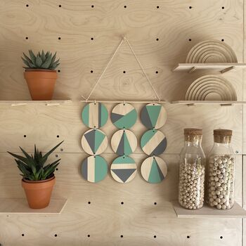Mint And Grey Geometric Bright Pastel Wall Hanging Art, 4 of 5
