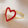 Red Enamel Heart Outline Ring In Sterling Silver, thumbnail 6 of 12