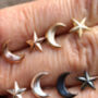 Solid Gold Handmade Moon And Star Studs, thumbnail 2 of 8