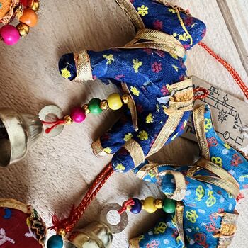 Hanging Fabric Elephant Bell Recycled Sari Decoration, 2 of 5