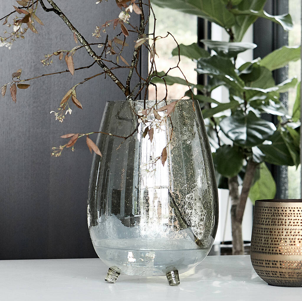 Green Lustre Glass Vase On Feet By Ella James | notonthehighstreet.com