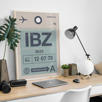 Ibiza Vintage Flight Luggage Tag Print, 3 of 3