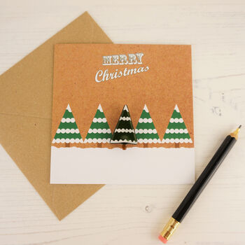 Christmas Card With Handmade Glass Snowy Tree Brooch, 2 of 5