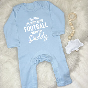 Watching Sport With Daddy Personalised Sports Babygrow, 10 of 11