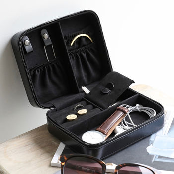 Men's Personalised Black Travel Jewellery Box, 5 of 7