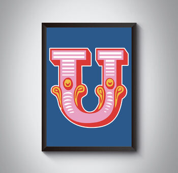 Capital U Letter Bold Carnival Initial Art Circus Print, 2 of 4