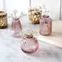 Rose Pink Glass Bud Vases Set Of Three, thumbnail 1 of 2