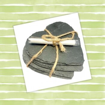 Heart Slate Coasters Set Of Four With Chalk, 6 of 6