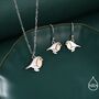 Robin Bird Pendant Necklace And Drop Hook Earrings In Sterling Silver, thumbnail 1 of 12