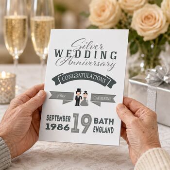 Personalised Silver Wedding Anniversary Card, 4 of 6