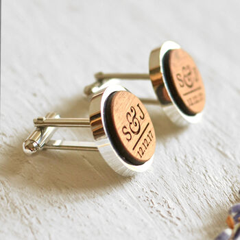 Personalised Wood Cufflinks – Wedding Or Anniversary Gift, 2 of 6