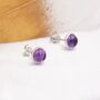 Genuine Amethyst Purple Stud Earrings Sterling Silver, thumbnail 6 of 11
