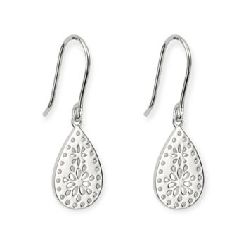Floral Lace Dangle Earrings In Sterling Silver, 4 of 11