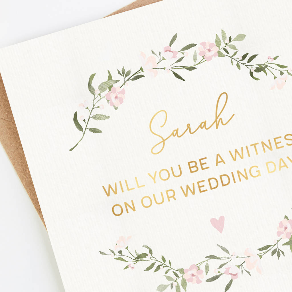 Will You Be A Witness Wedding Personalised Foil Card By LOOM Weddings