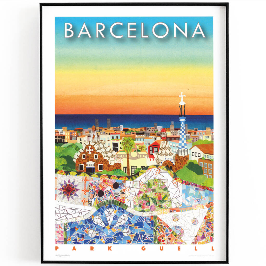 Barcelona, Spain Illustrated Travel Print By Holly Anne Blake