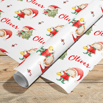 Personalised Christmas Wrapping Paper Boys Girls A1, 2 of 4