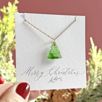 Glass Christmas Tree Necklace, 3 of 5