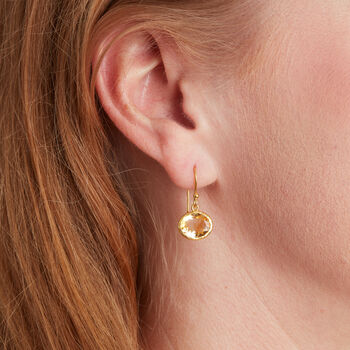 Citrine Hammered Gold Plated Silver Drop Earrings, 8 of 10