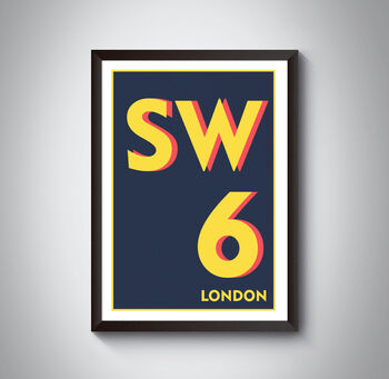Sw6 Fulham And Hammersmith, London Postcode Print, 4 of 8
