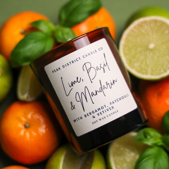 Lime, Basil And Mandarin Scented Soy Candle, 3 of 4