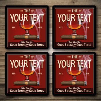 Personalised Bar Runner And Coasters Smoke Inn, 3 of 8