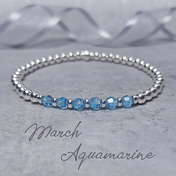 March Aquamarine And Silver Birthstone Bracelet, 2 of 5