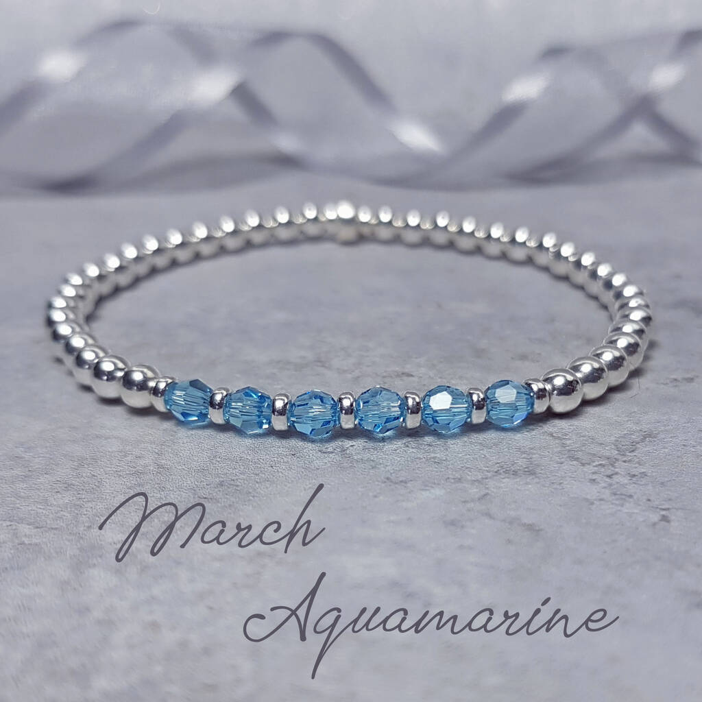 Aquamarine Bracelet March Birthstone Jewelry 6 7 8 9 Inch - Etsy | Beaded  bracelets, March birthstone jewelry, Birthstone jewelry