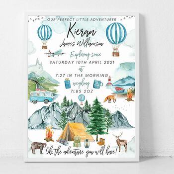 Personalised Keepsake Birth Print Wilderness Explorer, 3 of 4