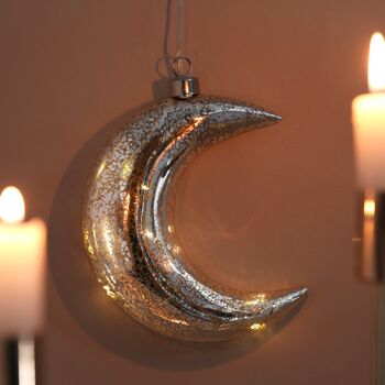 Hanging Crackled Silver Glass LED Moon Light, 2 of 3