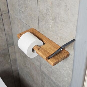 Luxury Toilet Paper Rack Oak Wood, 3 of 10