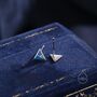 Enamel Triangle Stud Earrings In Sterling Silver, thumbnail 4 of 10