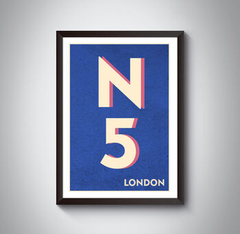 N5 Highbury London Typography Postcode Print, 9 of 9