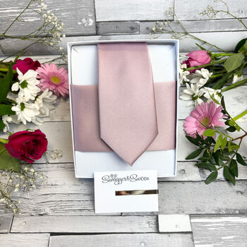 Suede Pink Wedding Tie Set, 3 of 10