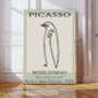 Picasso Line Drawing Green Penguin Art Print, thumbnail 1 of 3