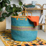 Nyuma: Teal, Gold And Red Stripe Woven Laundry Basket, thumbnail 4 of 6