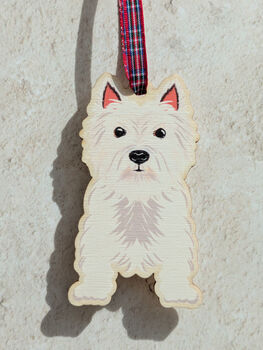 Westie Hanging Wooden Christmas Decoration, 4 of 6