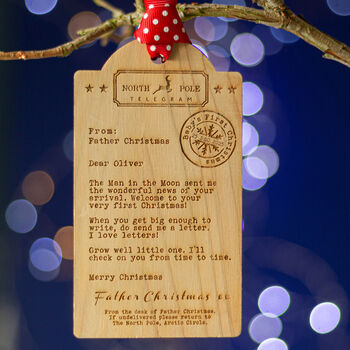 Bespoke Baby's First Christmas Wooden Tag Decoration, 2 of 6