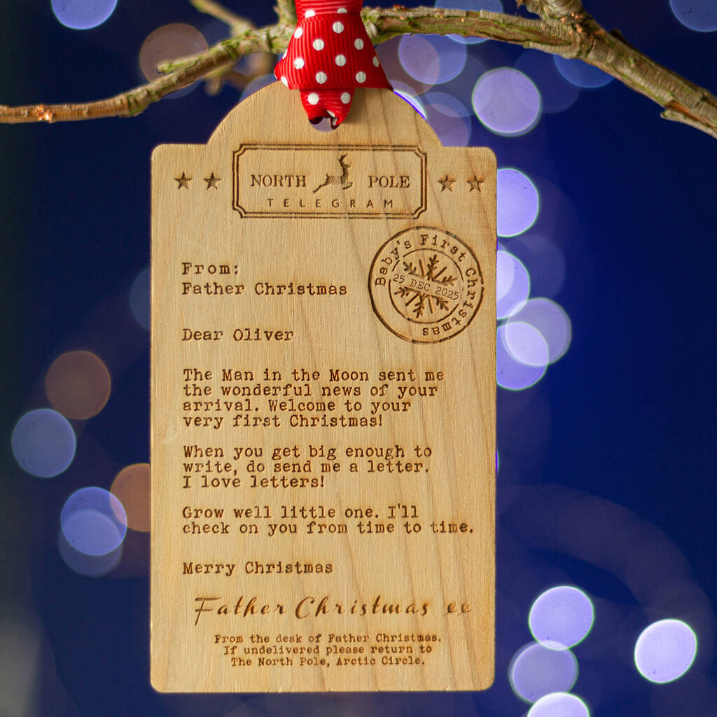 Bespoke Baby's First Christmas Wooden Tag Decoration, 1 of 5